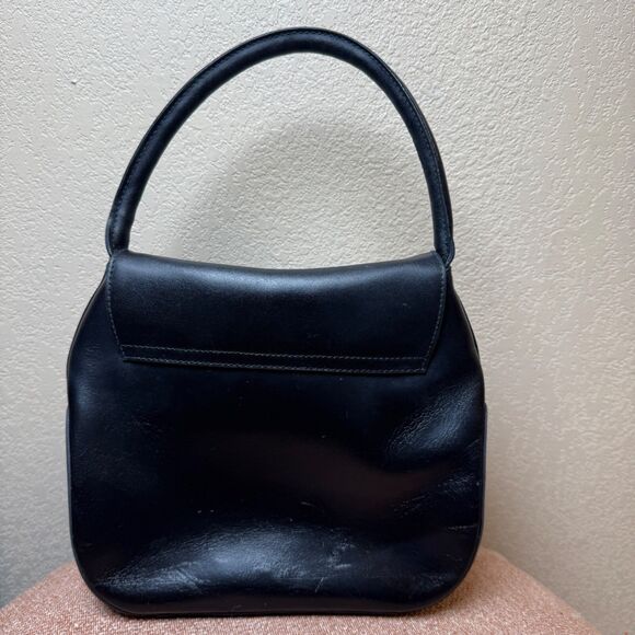 Vintage Mazzini Black Leather Handbag Purse - Picture 2 of 5